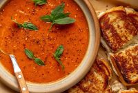 Roasted Tomato Basil Soup and Grilled Cheese Recipe for Cozy Nights