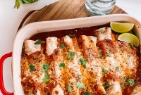 Cheesy Shredded Chicken Enchiladas with Homemade Sauce