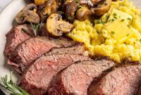 Juicy Tri-Tip Steak with Creamy Mashed Potatoes & Garlic Mushrooms