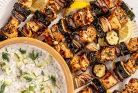 Greek Chicken Skewers with Tzatziki — Mediterranean Grilled Chicken