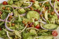 Green Goddess Chicken Salad with Crispy Chickpeas & Herb Dressing