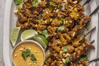 Grilled Steak Satay Skewers with Creamy Peanut Curry Sauce Recipe
