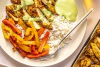 Shawarma Chicken Thighs with Charred Scallion Yogurt Sauce