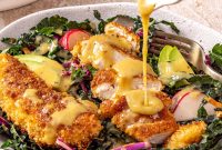 Crispy Honey-Mustard Chicken Kale Salad with Tangy Dressing