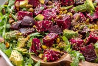Roasted Beet and Goat Cheese Salad with Arugula & Walnuts