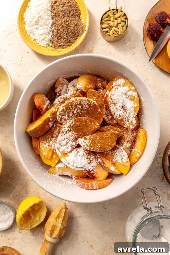Peach cobbler close up