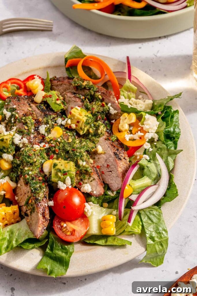 Flank Steak & Avocado Chimichurri Salad