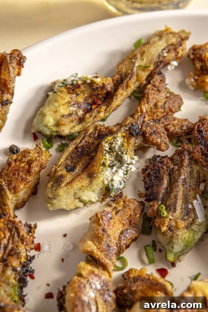 Platter of fried zucchini blossoms
