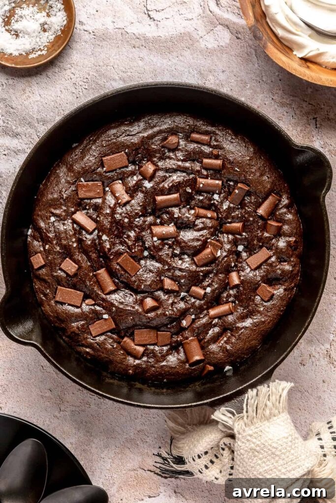 Chocolate Tahini Skillet Cookies: Gooey One-Pan Dessert 4 Skillet with chocolate and berries