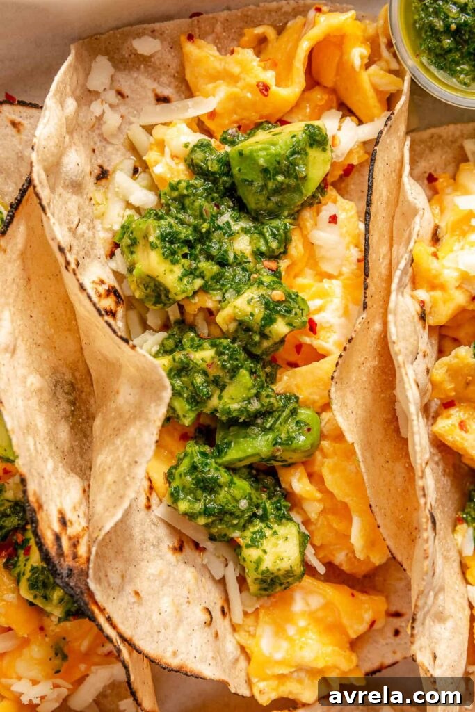 Avocado Chimichurri Breakfast Tacos with Lime Crema 2 Avocado Chimichurri Breakfast Tacos