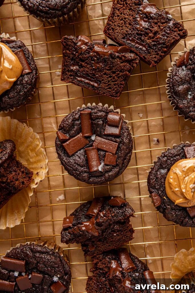 Tray of double chocolate zucchini muffins