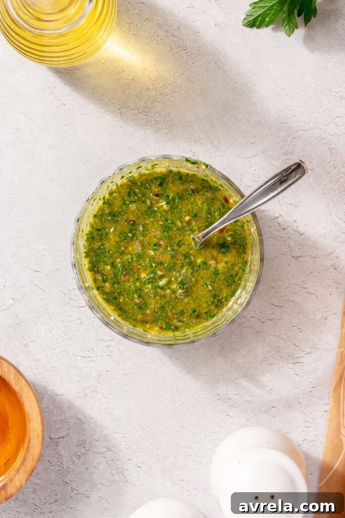 Chimichurri sauce in a jar