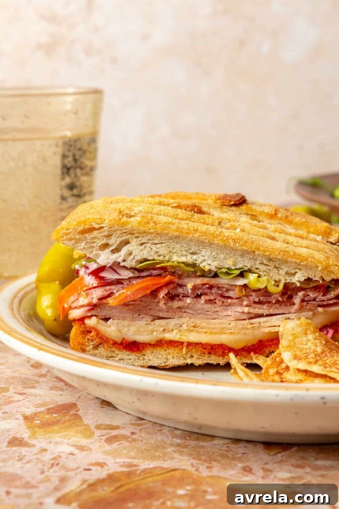 Italian Sub Panini Recipe: Classic Cold Italian Sandwiches 2 italian sub panini with turkey salami and melted cheese pressed sandwich
