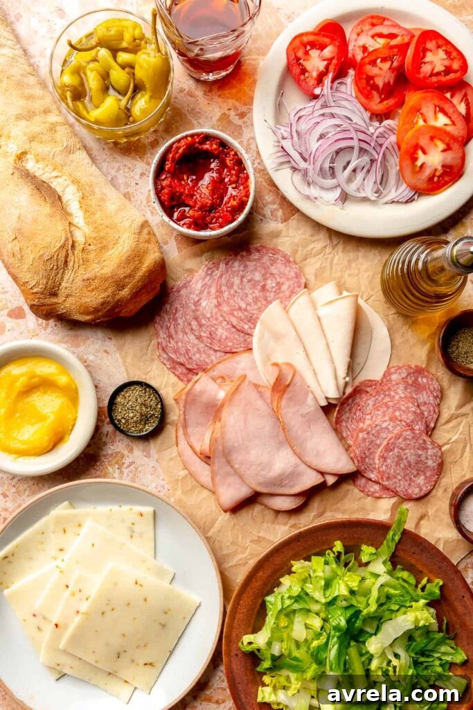 Italian Sub Panini Recipe: Classic Cold Italian Sandwiches 9 fresh italian sub ingredients bread meats cheese lettuce tomato onion