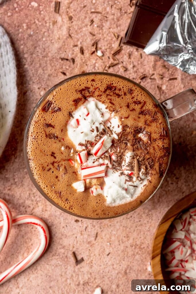 Peppermint hot cocoa with coconut whipped cream