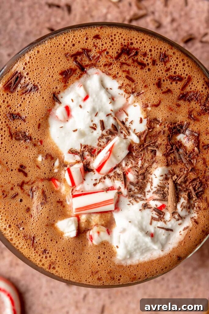 Close up of peppermint hot cocoa