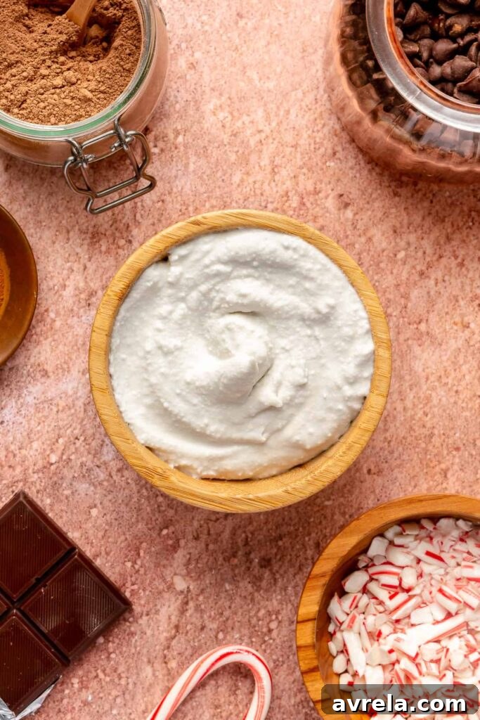 Coconut whipped cream in bowl