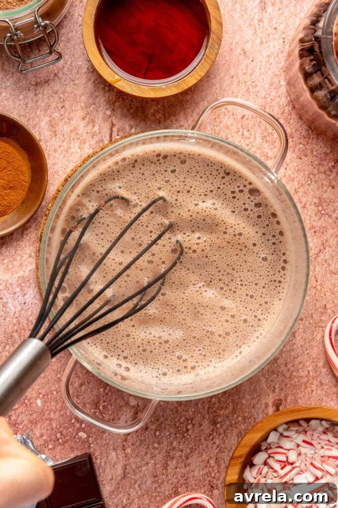 Serving of peppermint hot cocoa