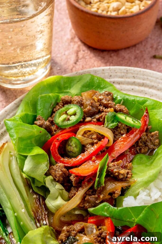 thai basil beef lettuce wrap dinner