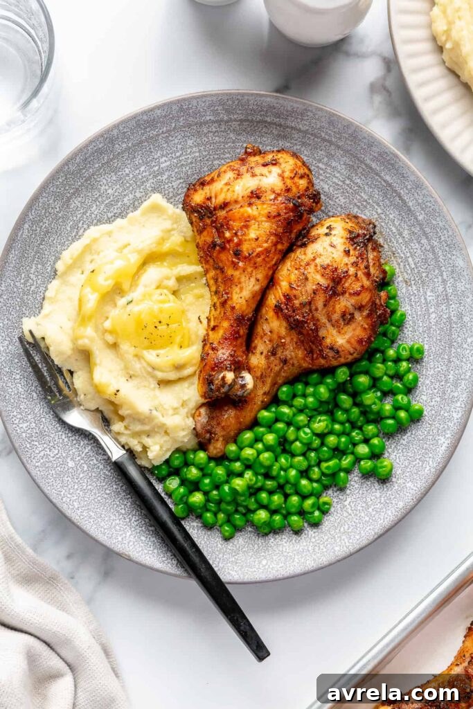 Crispy Seasoned Chicken Drumsticks with Savory Spice Rub 4 Drumsticks on a plate