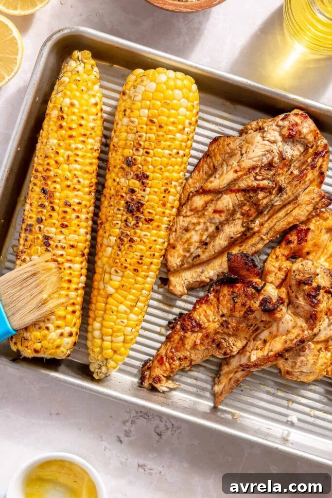 Grilled corn and veggies