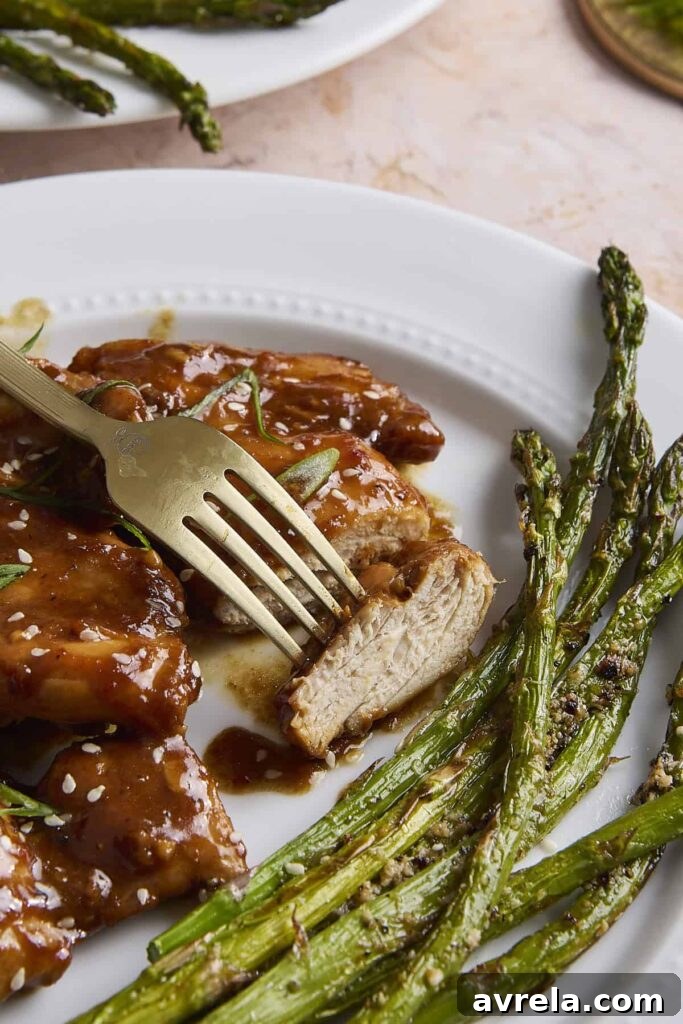 Smoky Garlic-Ginger Chicken Thighs with Roasted Asparagus 2 gluten-free, dairy-free, high-protein chicken thighs