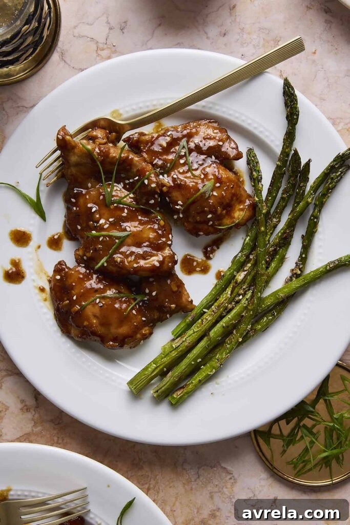 Smoky Garlic-Ginger Chicken Thighs with Roasted Asparagus 11 gluten-free, dairy-free, high-protein chicken thighs