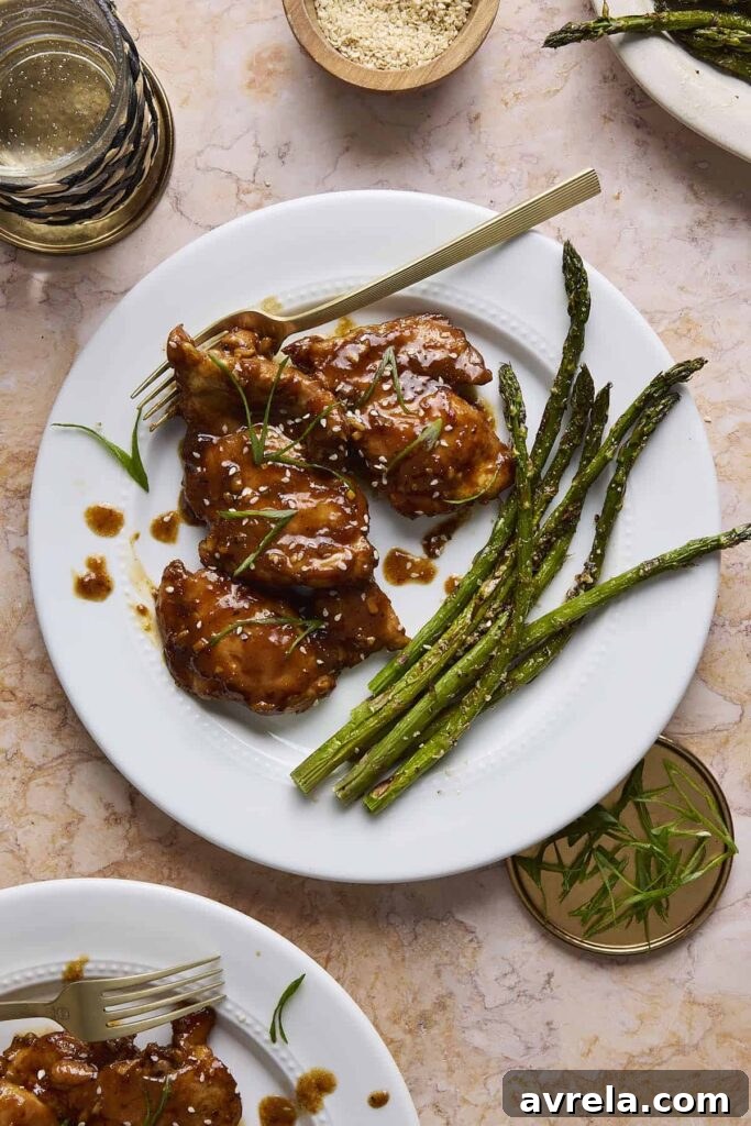 Smoky Garlic-Ginger Chicken Thighs with Roasted Asparagus 4 gluten-free, dairy-free, high-protein chicken thighs