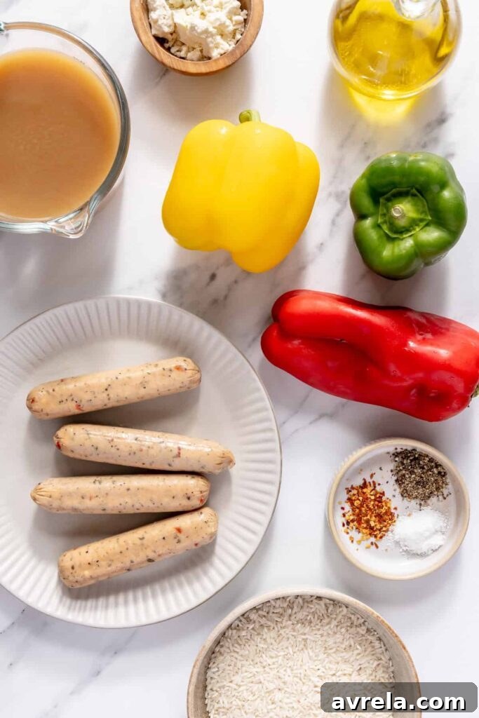 15-Minute Chicken Saausage & Peppers Skillet with Bone Broth Rice 7 15-minute chicken sausage and peppers skillet with bone broth rice