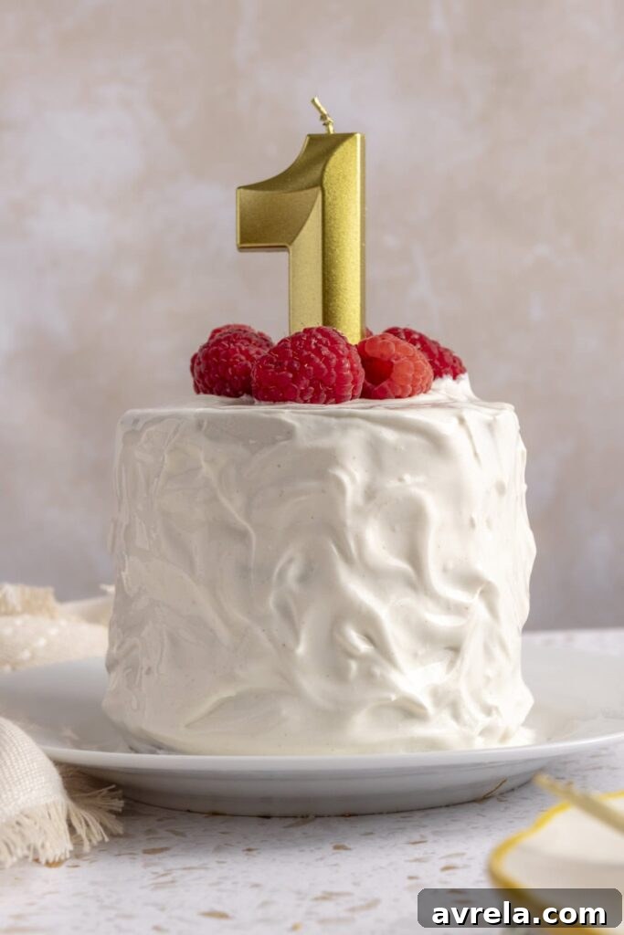 Healthy baby smash cake made with banana and oat flour for first birthday