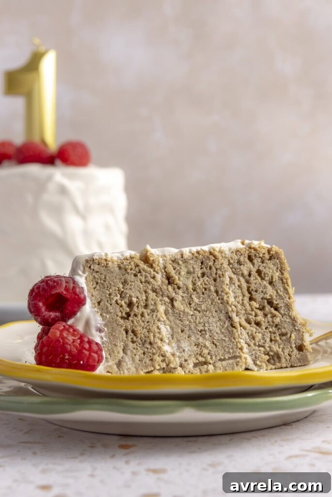 Naturally sweetened smash cake crumb made with banana and oat flour