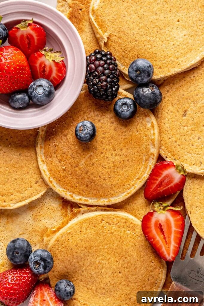 Stack of cottage cheese pancakes