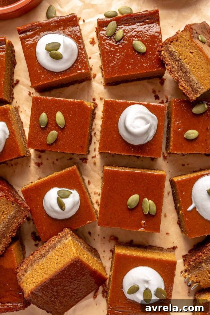 Sliced pumpkin pie bars