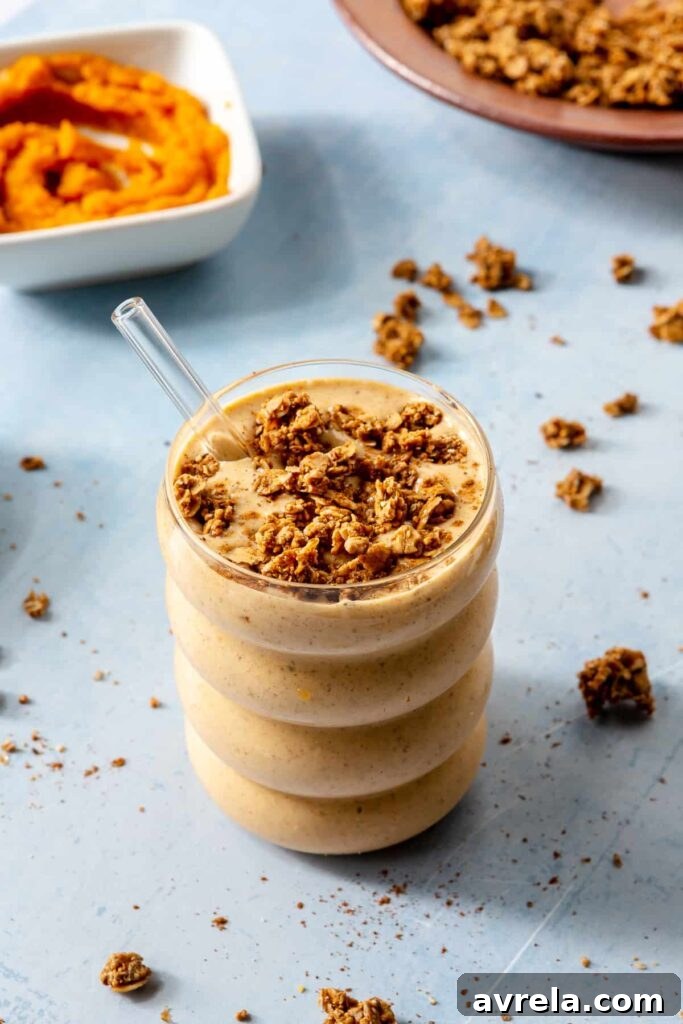 Pumpkin pie smoothie in a glass