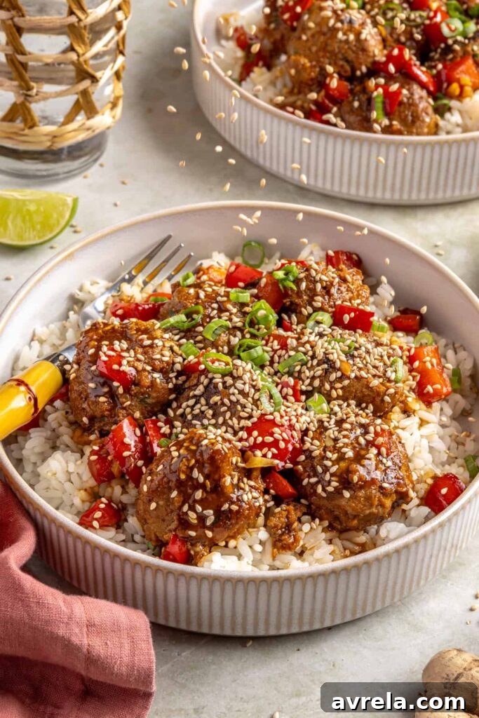 Teriyaki meatballs closeup