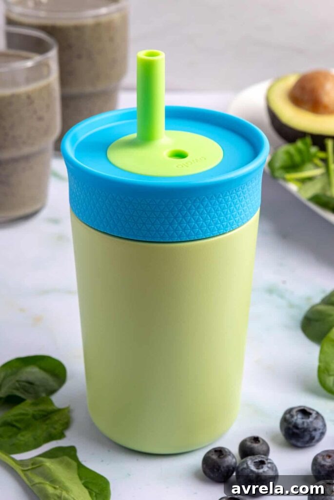 Toddler Smoothie Recipes: Nutritious, Filling & Naturally Sweetened 4 Toddler smoothie in Owala stainless steel cup, ready to enjoy on the go