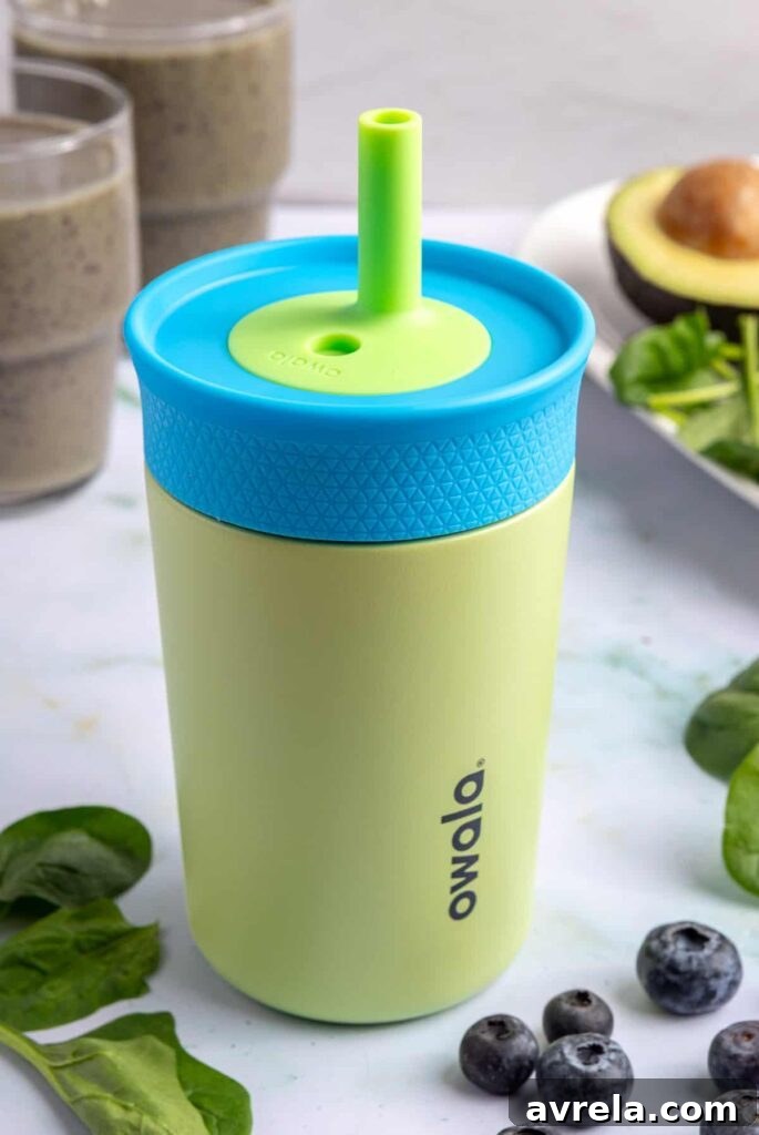 Toddler Smoothie Recipes: Nutritious, Filling & Naturally Sweetened 10 Toddler smoothie in Owala stainless steel cup, ready to enjoy on the go