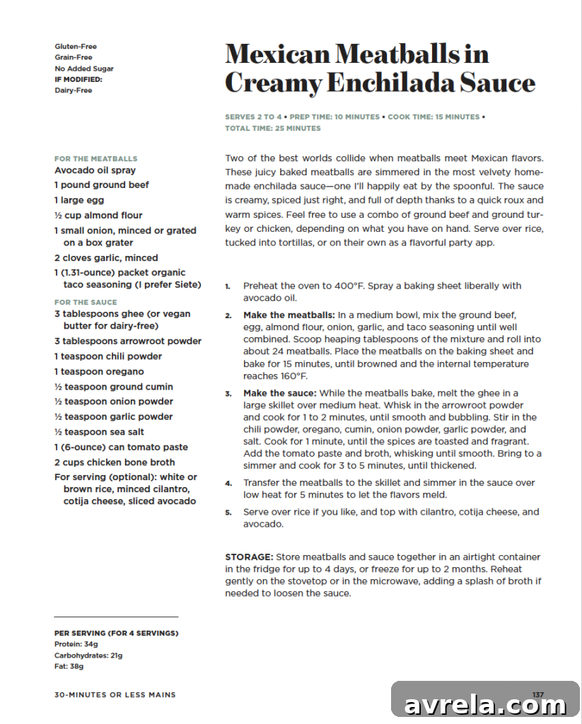 Recipe for Mexican Meatballs in Creamy Enchilada Sauce