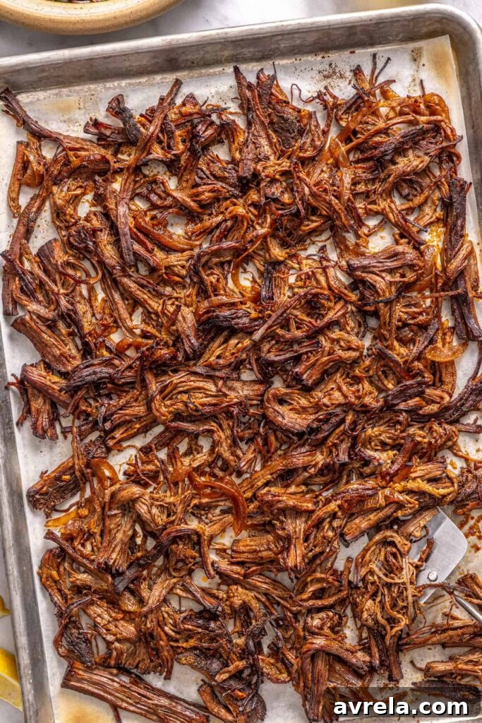 Crispy Greek beef after broiling for beef bowls