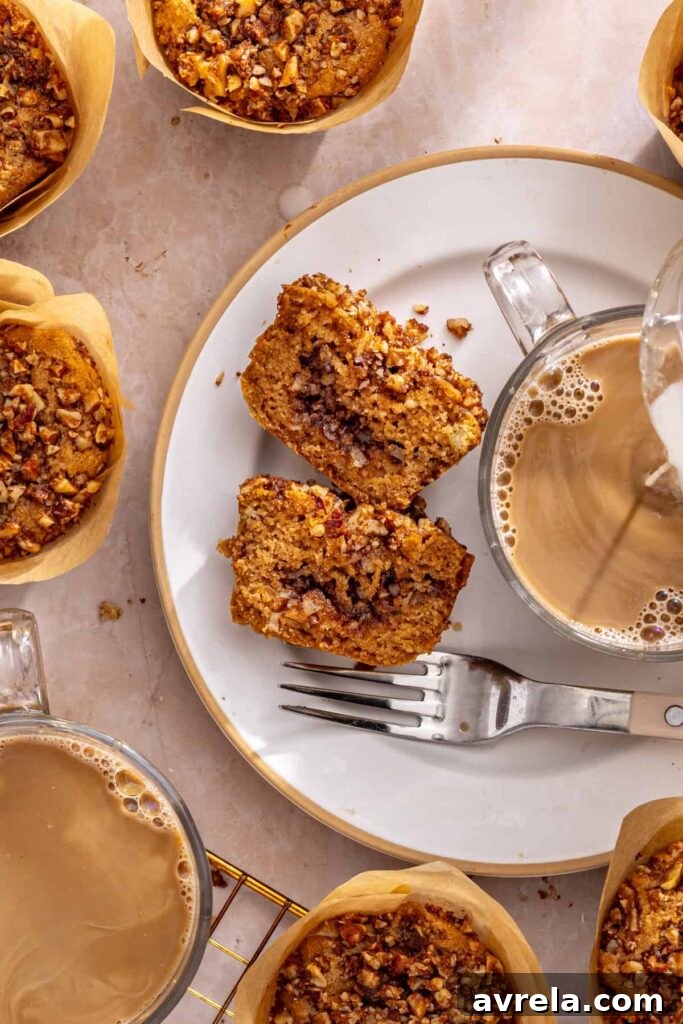 Cozy breakfast scene with coffee cake muffin and coffee
