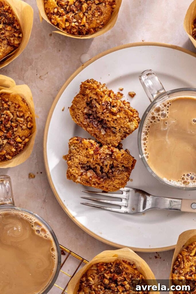 Coffee cake muffin served with cup of coffee