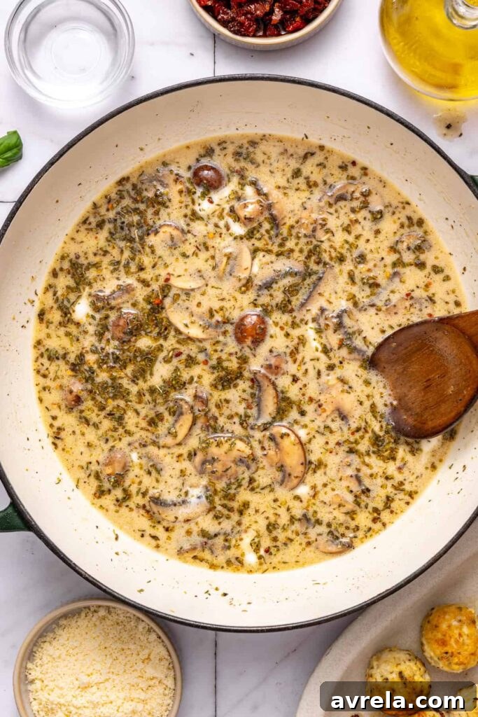 Creating creamy sauce base for marry me chicken meatballs