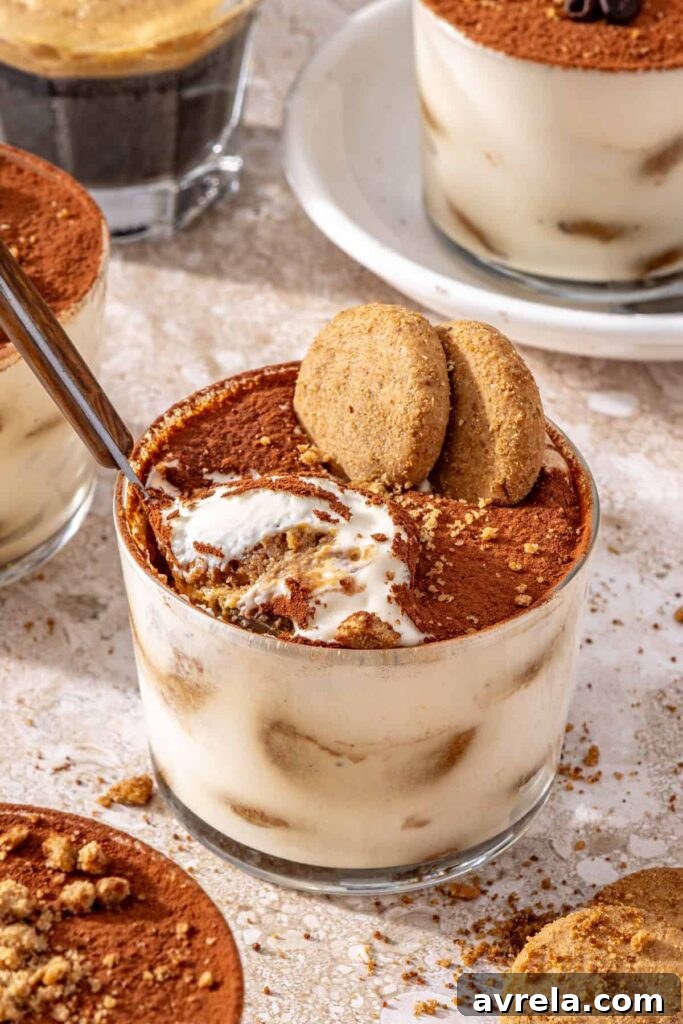 Creamy tiramisu bite showing texture and layers