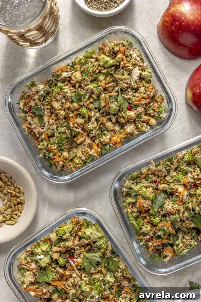 chicken and broccoli meal prep salad for easy high-protein lunch idea