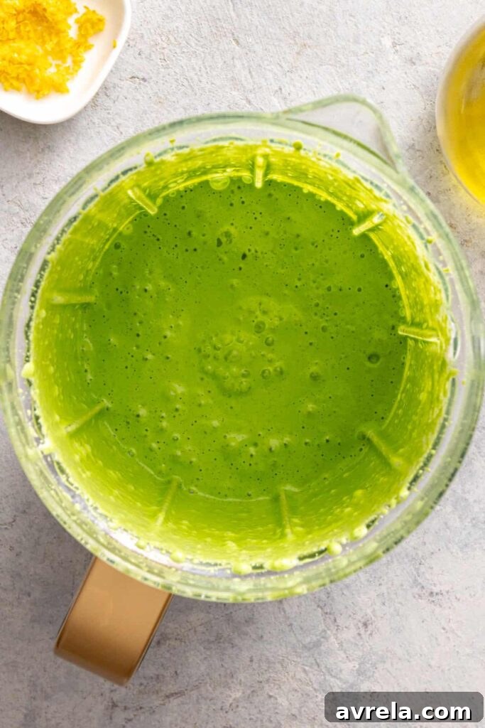 Creamy green herb yogurt sauce blended until smooth