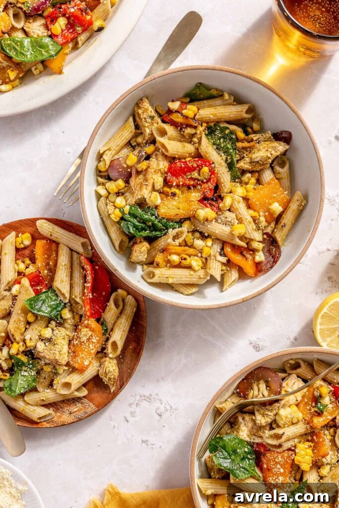 Grilled summer pasta salad