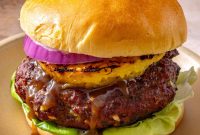 Grilled Hawaiian Teriyaki Burgers with Pineapple Glaze