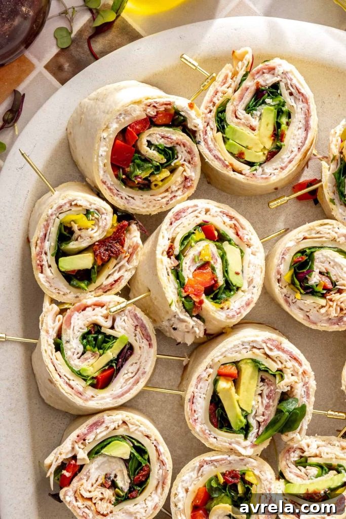 Gluten-free turkey pinwheels chilled and ready to eat