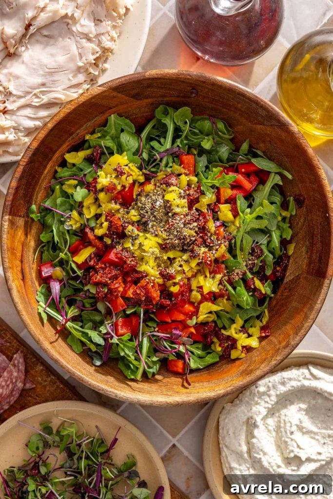 Salad mixture for healthy turkey wrap pinwheels