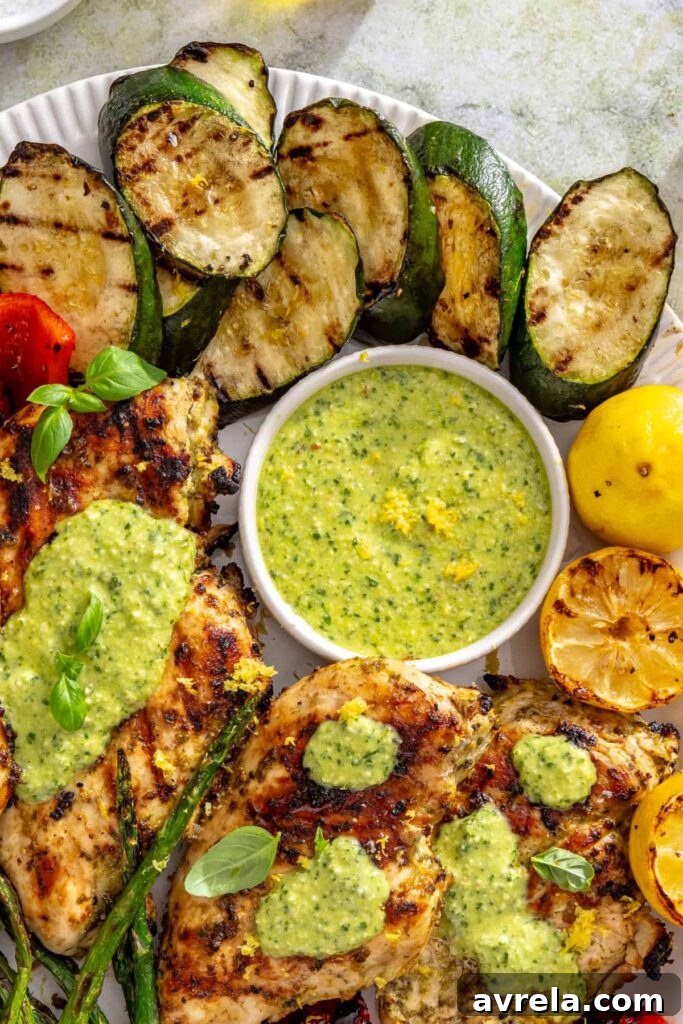 Easy lemon pesto grilled chicken for a healthy summer dinner
